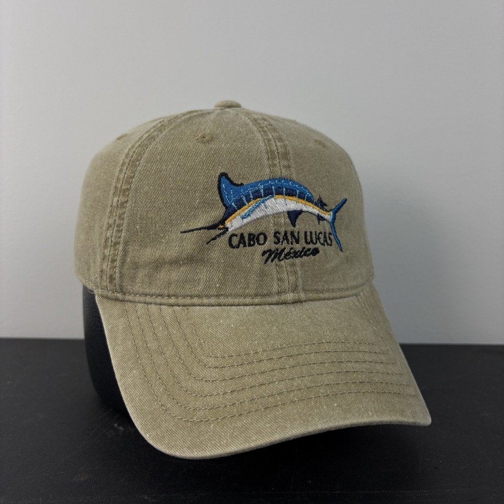 Cabo San Lucas Mexico Dad Hat Tan Marlin Swordfish Cap Strapback Adjustable